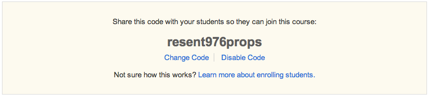 Share your course code with  students - they'll use it to join your course quickly and easily.