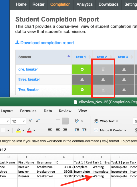 Completion report and download show new "waiting"status for reviewers who have given feedback to all the available drafts and are waiting on other partner(s) to submit their draft.